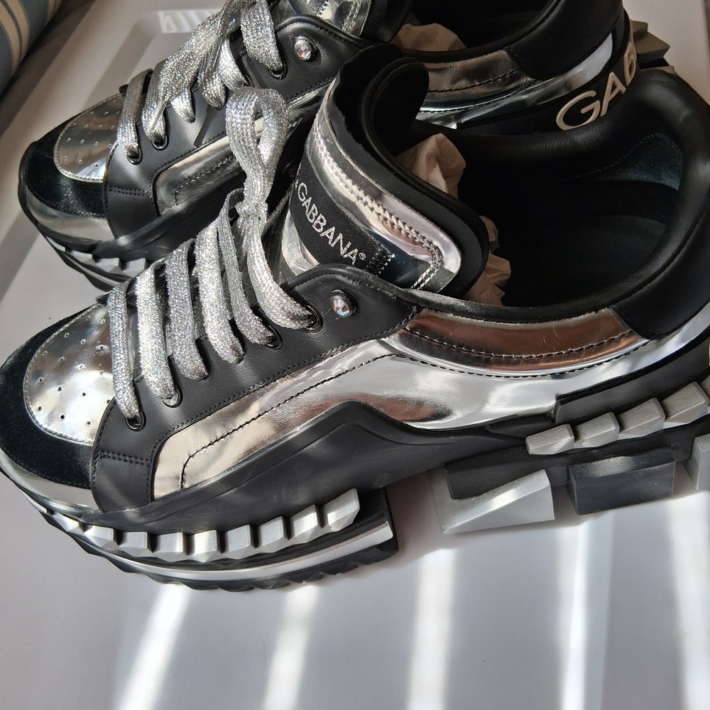 Dolce & Gabbana Silver and Black Sneakers